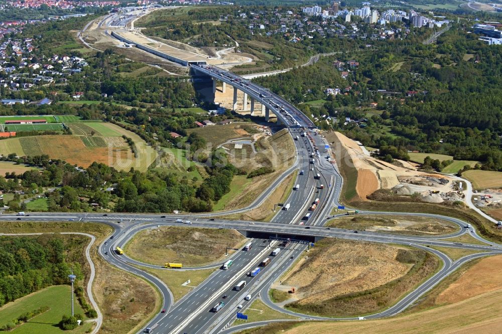 Luftbild Würzburg - Baustelle der Autobahnabfahrt der BAB A3 in Würzburg im Bundesland Bayern, Deutschland