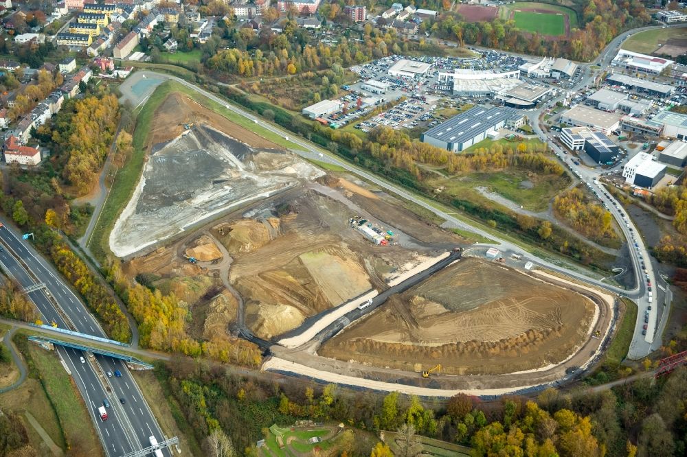 Luftaufnahme Bochum - Baustelle am Autobahndreieck Bochum-West an der A40 in Bochum im Bundesland Nordrhein-Westfalen