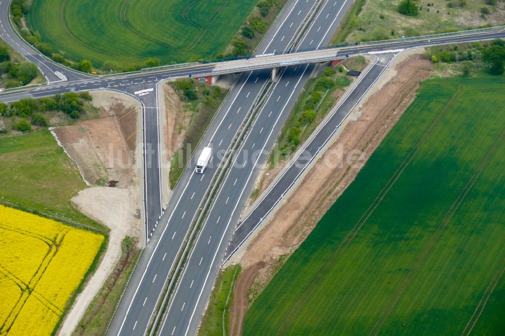Luftbild Friedland - Baustelle der Behelfs-Autobahnabfahrt der BAB A38 in Friedland im Bundesland Niedersachsen, Deutschland