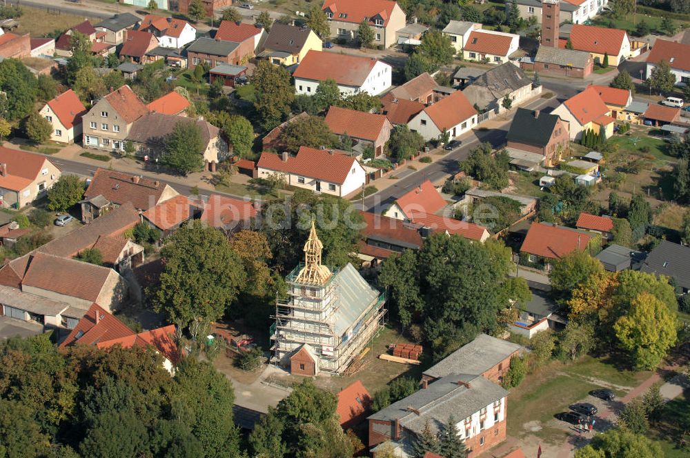 Luftaufnahme Bergzow - Baustelle Bergzower Dorfkirche