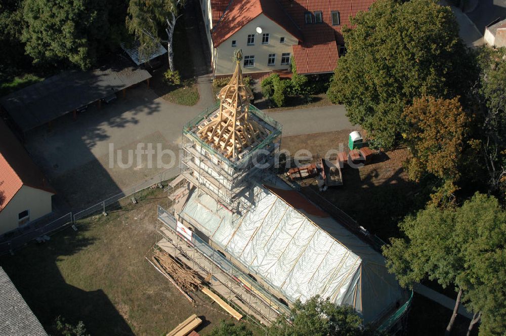 Bergzow von oben - Baustelle Bergzower Dorfkirche