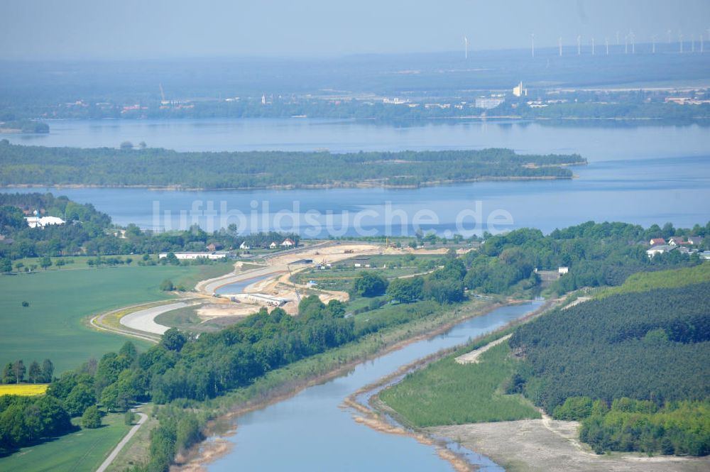 Luftbild Großkoschen - Baustelle Überleiter vom Senftenberger See zum Geierswalder Seer in der Lausitzer Seenland bei Großkoschen