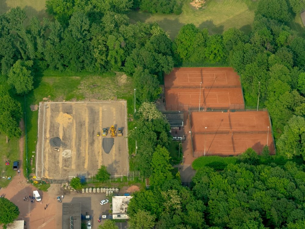 Luftbild Gelsenkirchen - Baustelle auf der Bezirkssportanlage „Auf der Reihe“ in Gelsenkirchen im Bundesland Nordrhein-Westfalen