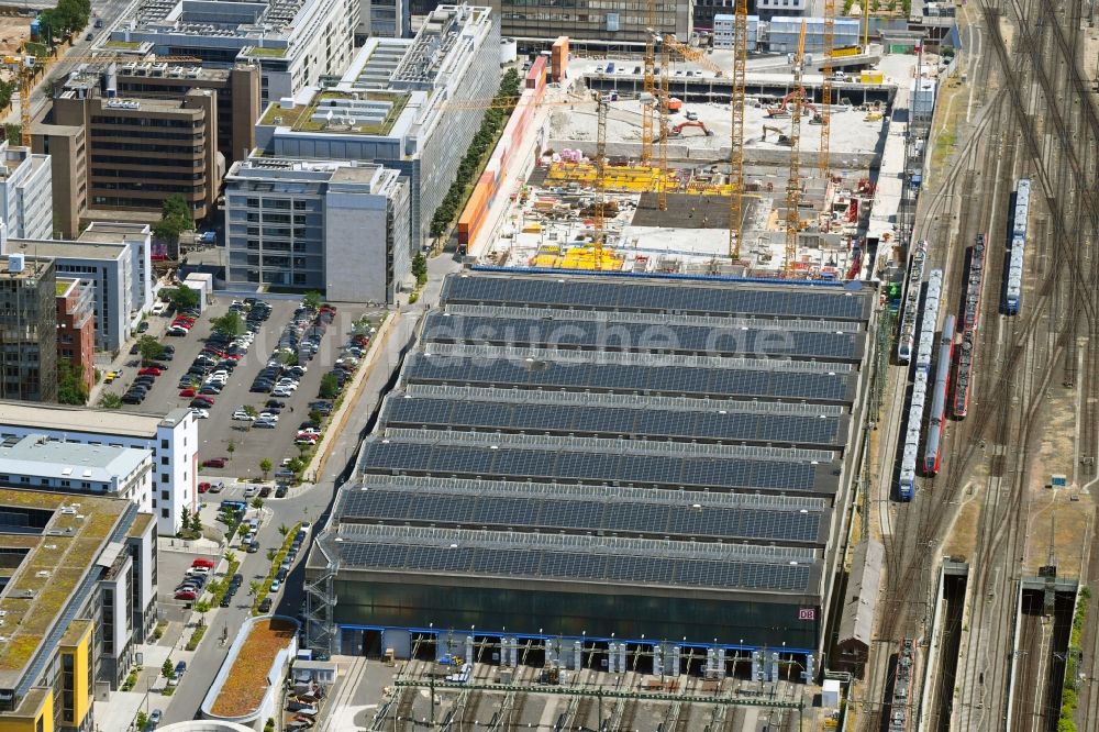 Luftbild Frankfurt am Main - Baustelle Bürogebäude des Geschäftshauses GRAND CENTRAL FRANKFURT in Frankfurt am Main im Bundesland Hessen, Deutschland