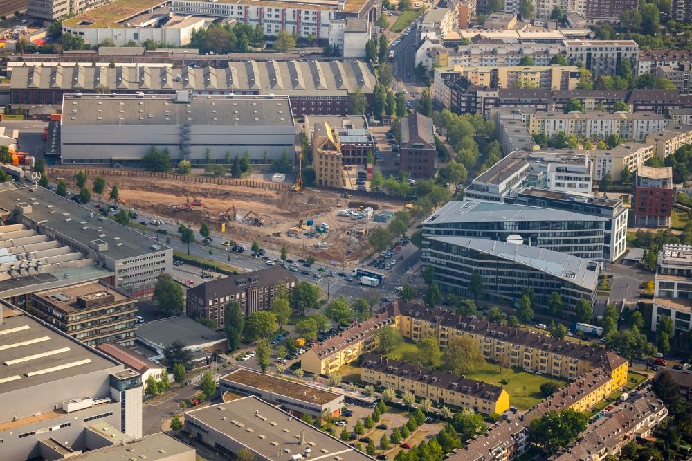 Luftbild Düsseldorf - Baustelle Bürogebäude des Geschäftshauses Heinrich Campus im Ortsteil Derendorf in Düsseldorf im Bundesland Nordrhein-Westfalen, Deutschland