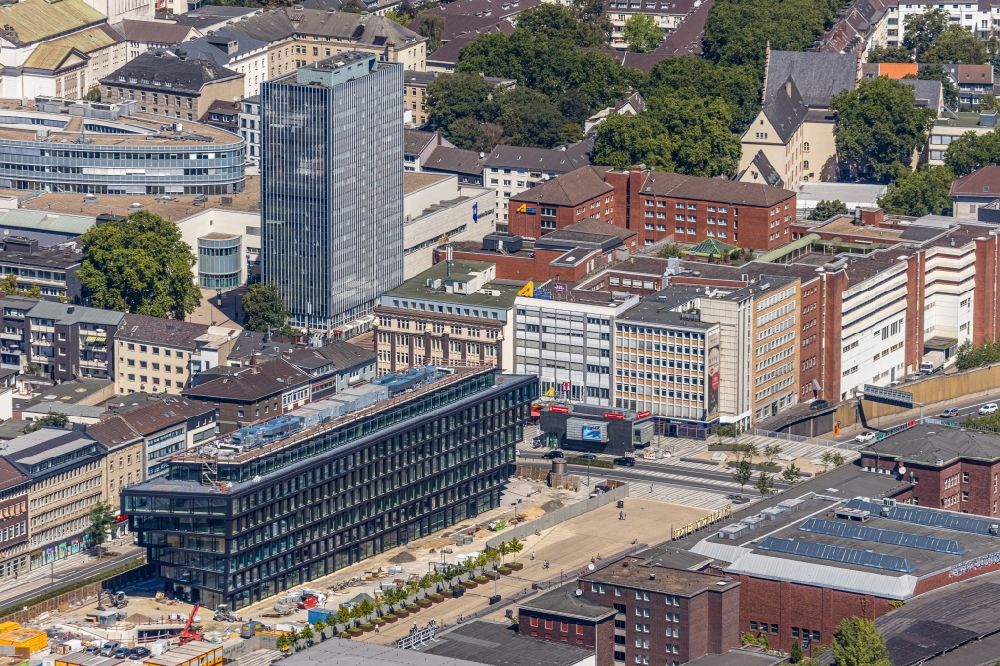 Luftbild Duisburg - Baustelle Bürogebäude des Geschäftshauses Mercator One in Duisburg im Bundesland Nordrhein-Westfalen, Deutschland