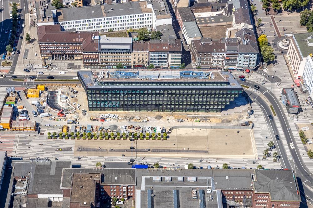 Luftaufnahme Duisburg - Baustelle Bürogebäude des Geschäftshauses Mercator One in Duisburg im Bundesland Nordrhein-Westfalen, Deutschland