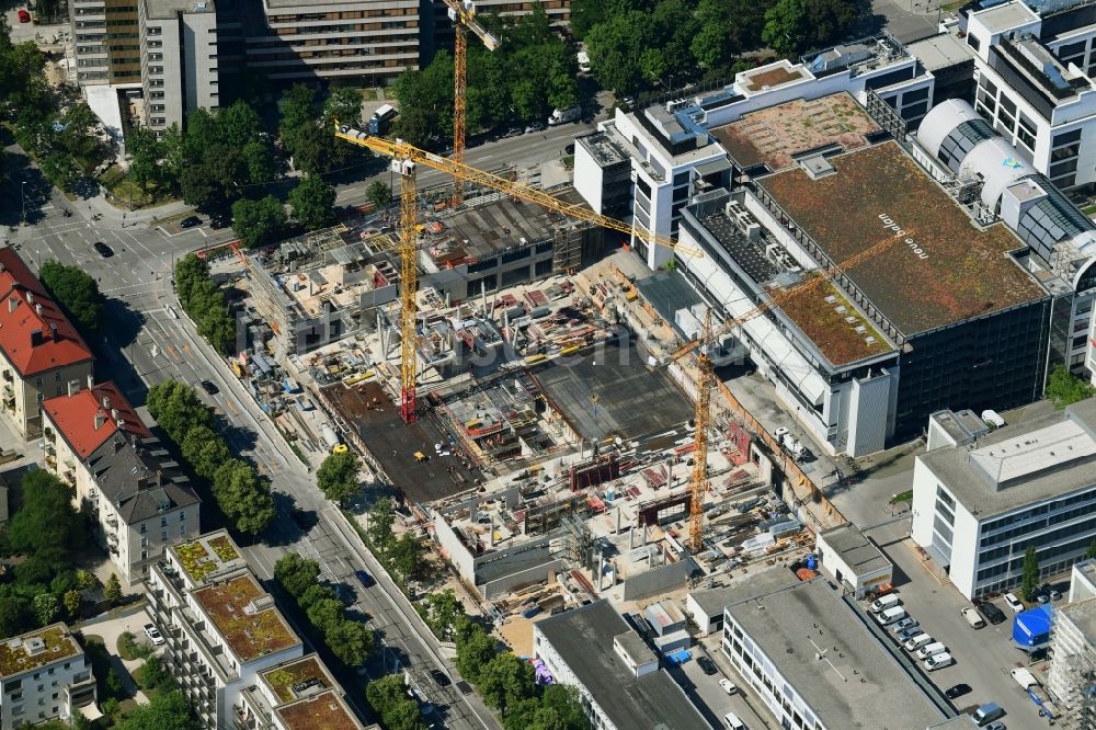 München von oben - Baustelle Bürogebäude des Geschäftshauses Neue Balan in München im Bundesland Bayern, Deutschland