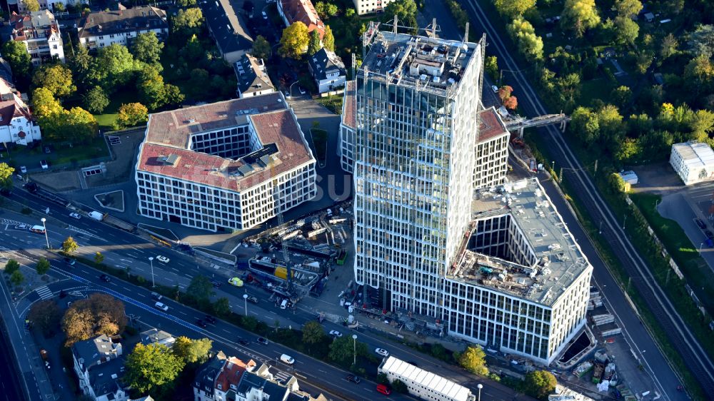 Bonn von oben - Baustelle Bürogebäude des Geschäftshauses Neuer Kanzlerplatz in Bonn im Bundesland Nordrhein-Westfalen, Deutschland