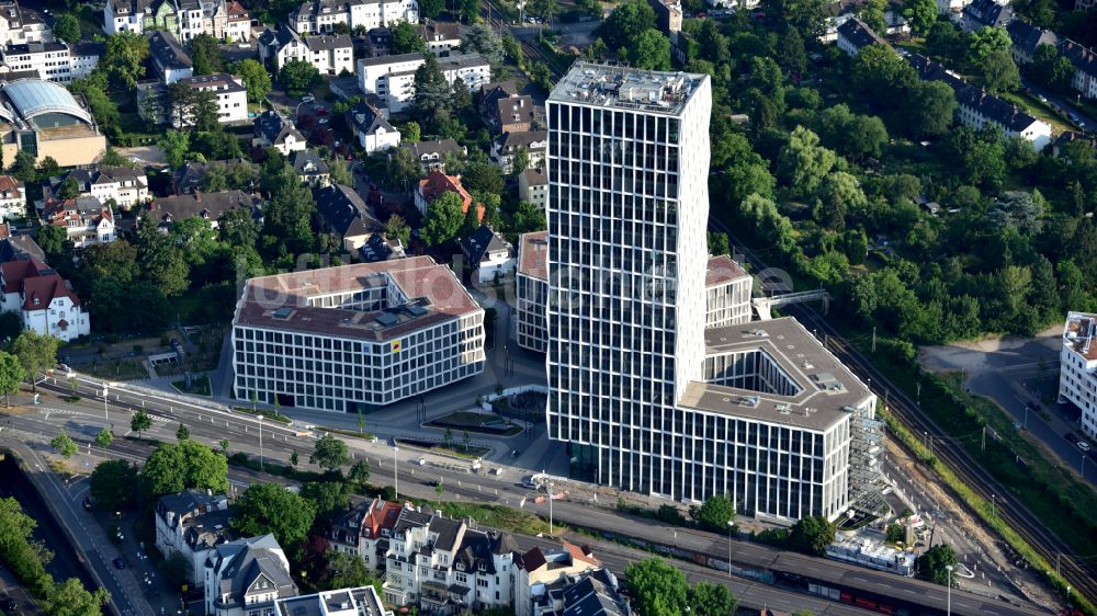 Bonn aus der Vogelperspektive: Baustelle Bürogebäude des Geschäftshauses Neuer Kanzlerplatz in Bonn, im Bundesland Nordrhein-Westfalen, Deutschland