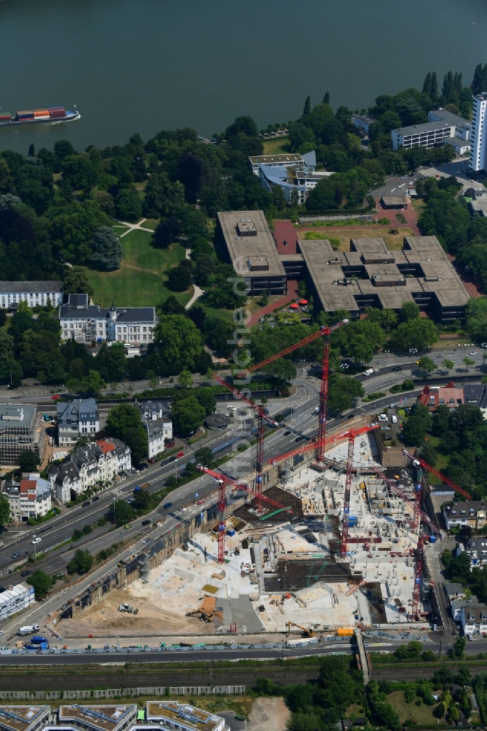Luftbild Bonn - Baustelle Bürogebäude des Geschäftshauses Neuer Kanzlerplatz im Ortsteil Gronau in Bonn im Bundesland Nordrhein-Westfalen, Deutschland