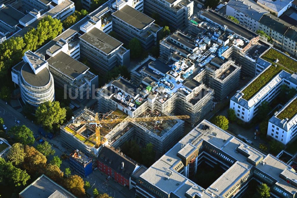 Luftaufnahme München - Baustelle Bürogebäude des Geschäftshauses New Eastside Munich in München im Bundesland Bayern, Deutschland