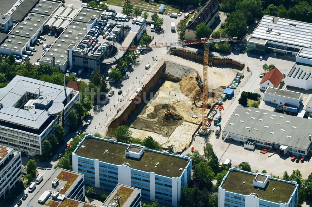 Luftbild München - Baustelle Bürogebäude des Geschäftshauses an der Taunusstraße in München im Bundesland Bayern, Deutschland