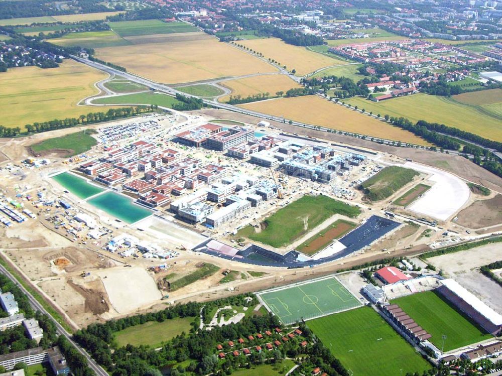 Luftaufnahme München - Unterhaching - Baustelle Campeon Kapellenfeld - Unterhaching (München)
