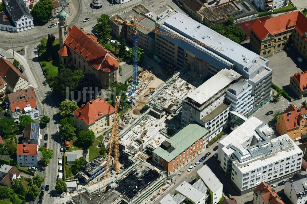 Luftbild Augsburg - Baustelle für einen Erweiterungs- Neubau auf dem Klinikgelände des Krankenhauses Josefinum KJF Fachklinik in Augsburg im Bundesland Bayern, Deutschland