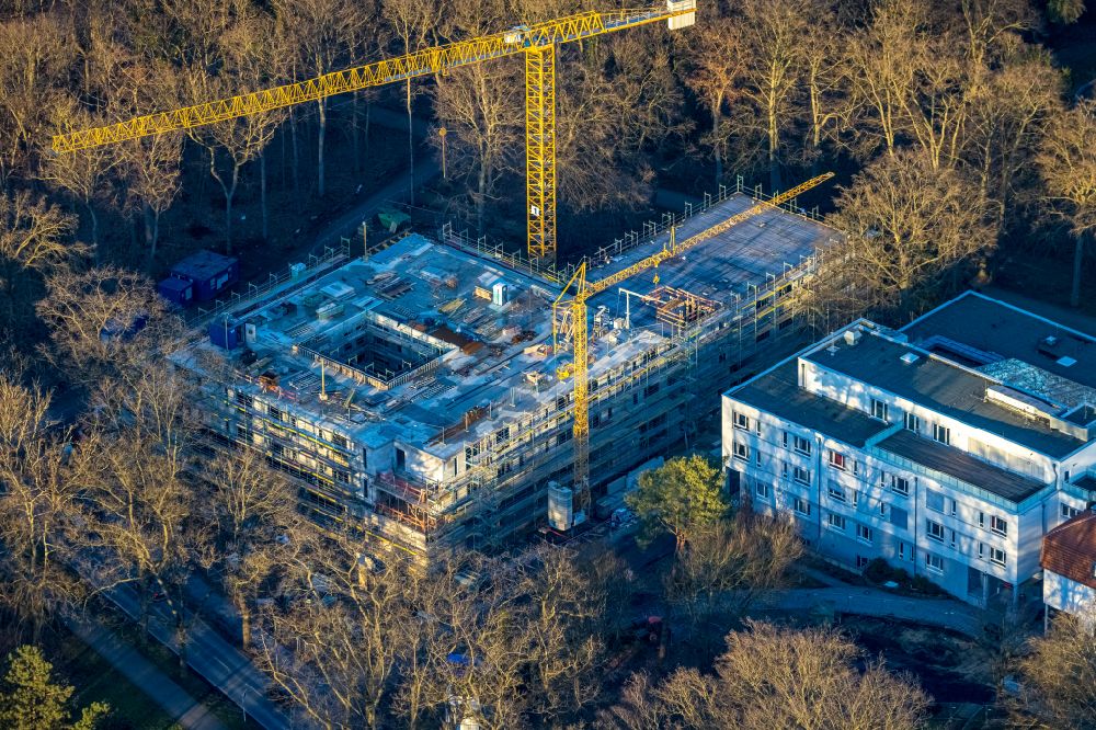 Luftbild Hamm - Baustelle für einen Erweiterungs- Neubau auf dem Klinikgelände des Krankenhauses Klinik für Manuelle Therapie in Hamm im Bundesland Nordrhein-Westfalen, Deutschland
