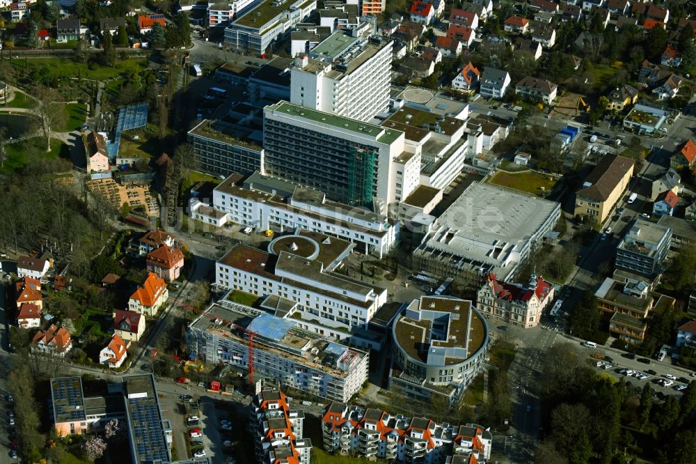 Ludwigsburg von oben - Baustelle für einen Erweiterungs- Neubau auf dem Klinikgelände des Krankenhauses Klinikum Ludwigsburg an der Rosenstraße in Ludwigsburg im Bundesland Baden-Württemberg, Deutschland