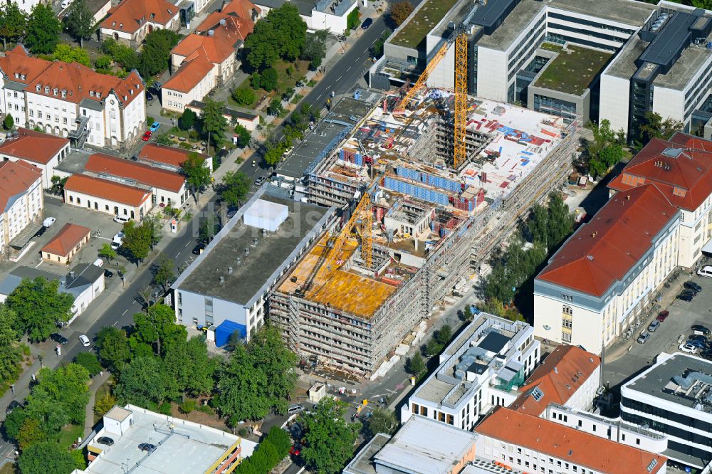 Luftbild Dresden - Baustelle für einen Erweiterungs- Neubau auf dem Klinikgelände des Krankenhauses ZSG - Zentrum für Seelische Gesundheit in Dresden im Bundesland Sachsen, Deutschland