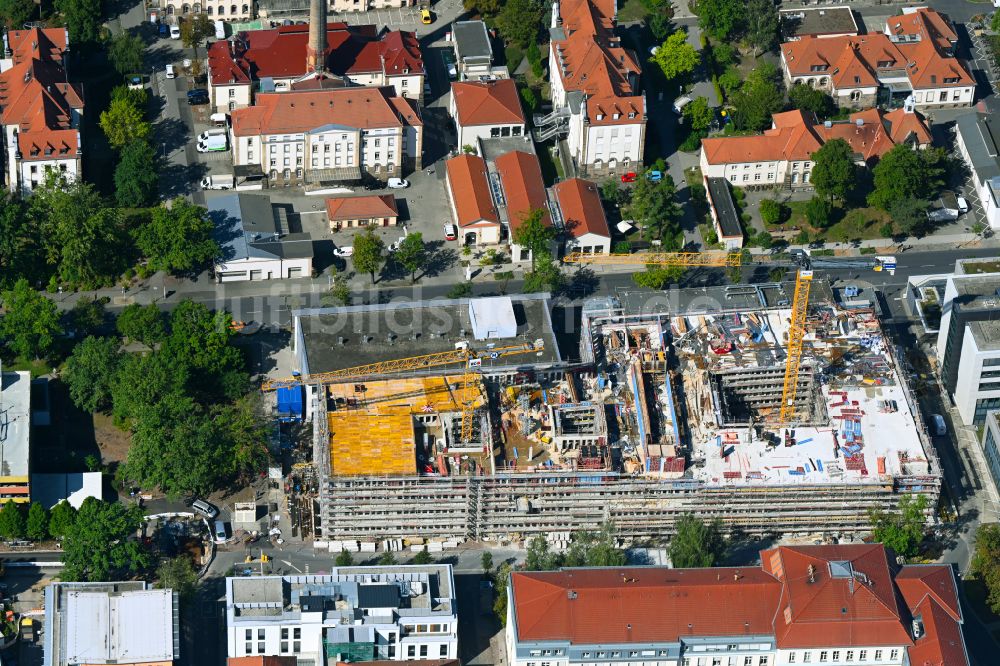 Luftaufnahme Dresden - Baustelle für einen Erweiterungs- Neubau auf dem Klinikgelände des Krankenhauses ZSG - Zentrum für Seelische Gesundheit in Dresden im Bundesland Sachsen, Deutschland