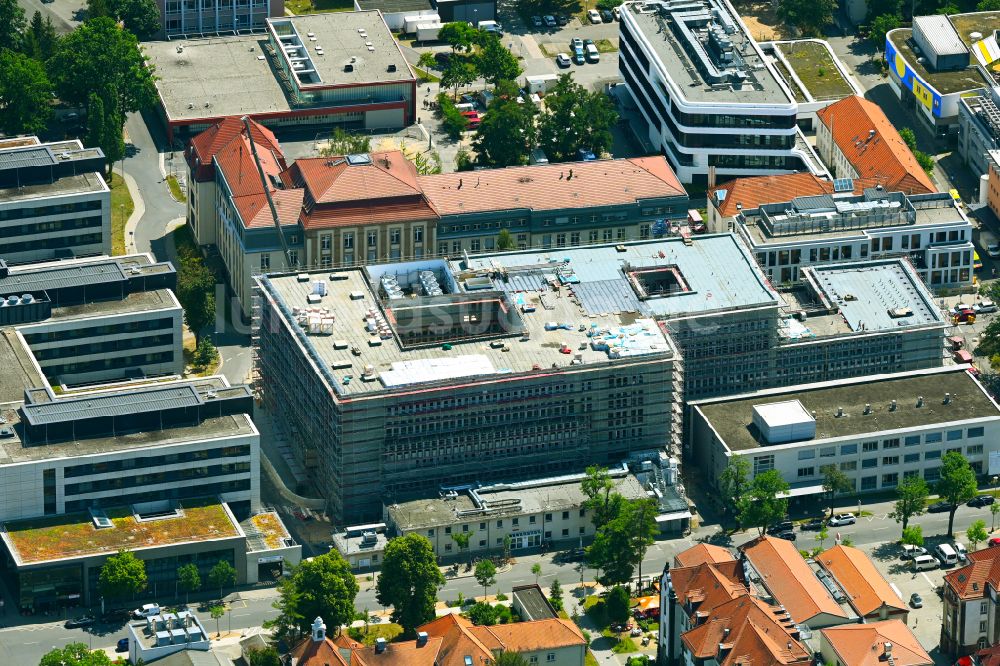 Dresden von oben - Baustelle für einen Erweiterungs- Neubau auf dem Klinikgelände des Krankenhauses ZSG - Zentrum für Seelische Gesundheit in Dresden im Bundesland Sachsen, Deutschland