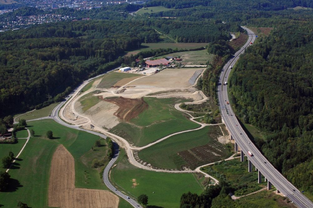 Luftbild Inzlingen - Baustelle und Erddeponie an der Autobahn der BAB A98 bei Inzlingen im Bundesland Baden-Württemberg