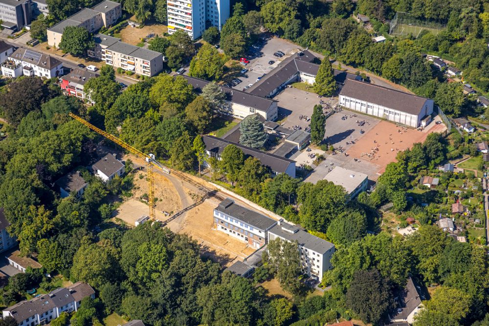 Luftaufnahme Essen - Baustelle mit Erschließungs - und Aufschüttungs- Arbeiten in Essen im Bundesland Nordrhein-Westfalen, Deutschland