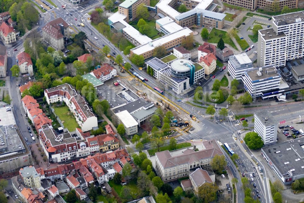 Göttingen von oben - Baustelle mit Erschließungs - und Aufschüttungs- Arbeiten für das Gelände Am Wall/Weender Tor in Göttingen im Bundesland Niedersachsen, Deutschland