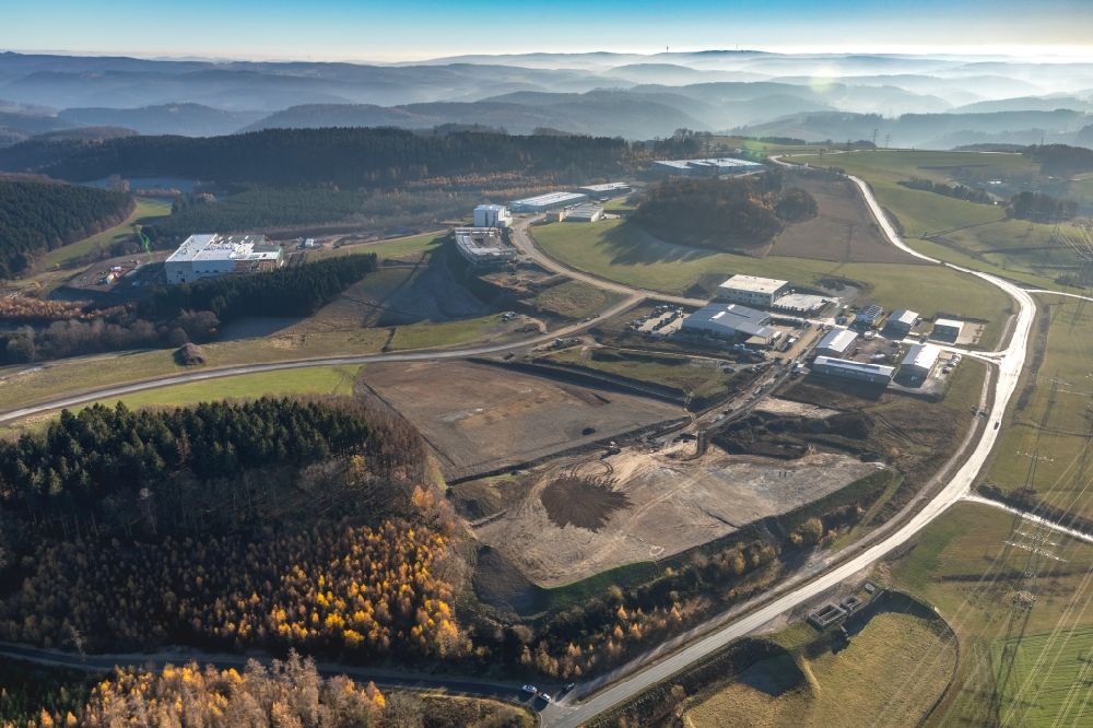 Luftbild Rosmart - Baustelle mit Erschließungs - und Aufschüttungs- Arbeiten im Gewerbepark Rosmart in Rosmart im Bundesland Nordrhein-Westfalen, Deutschland