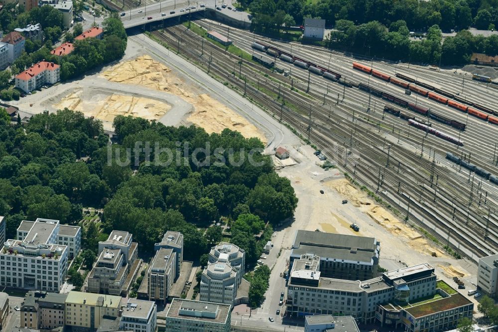 Luftbild Augsburg - Baustelle mit Erschließungs - und Aufschüttungs- Arbeiten an der Ladehofstraße in Augsburg im Bundesland Bayern, Deutschland