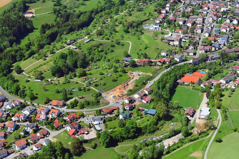 Luftbild Hasel - Baustelle mit Erschließungs - und Aufschüttungs- Arbeiten im Neubaugebiet Kaiden in Hasel im Bundesland Baden-Württemberg, Deutschland