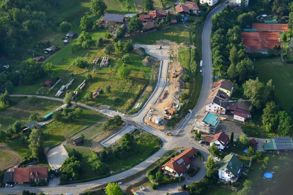 Luftaufnahme Hasel - Baustelle mit Erschließungs - und Aufschüttungs- Arbeiten im Neubaugebiet Kaiden in Hasel im Bundesland Baden-Württemberg, Deutschland