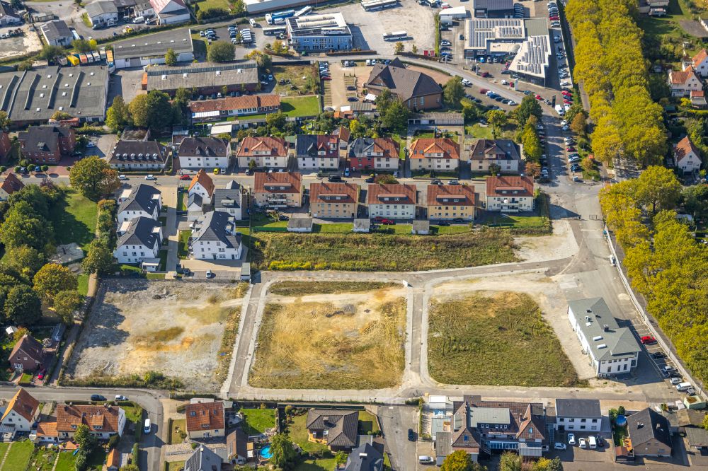 Luftaufnahme Soest - Baustelle mit Erschließungs - und Aufschüttungs- Arbeiten für eine neue Wohnsiedlung in Soest im Bundesland Nordrhein-Westfalen, Deutschland