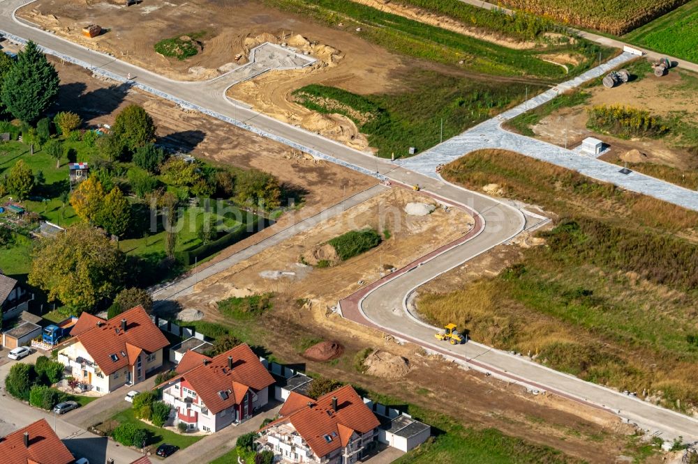Luftaufnahme Orschweier - Baustelle mit Erschließungs - und Aufschüttungs- Arbeiten Wohngebiet in Orschweier im Bundesland Baden-Württemberg, Deutschland