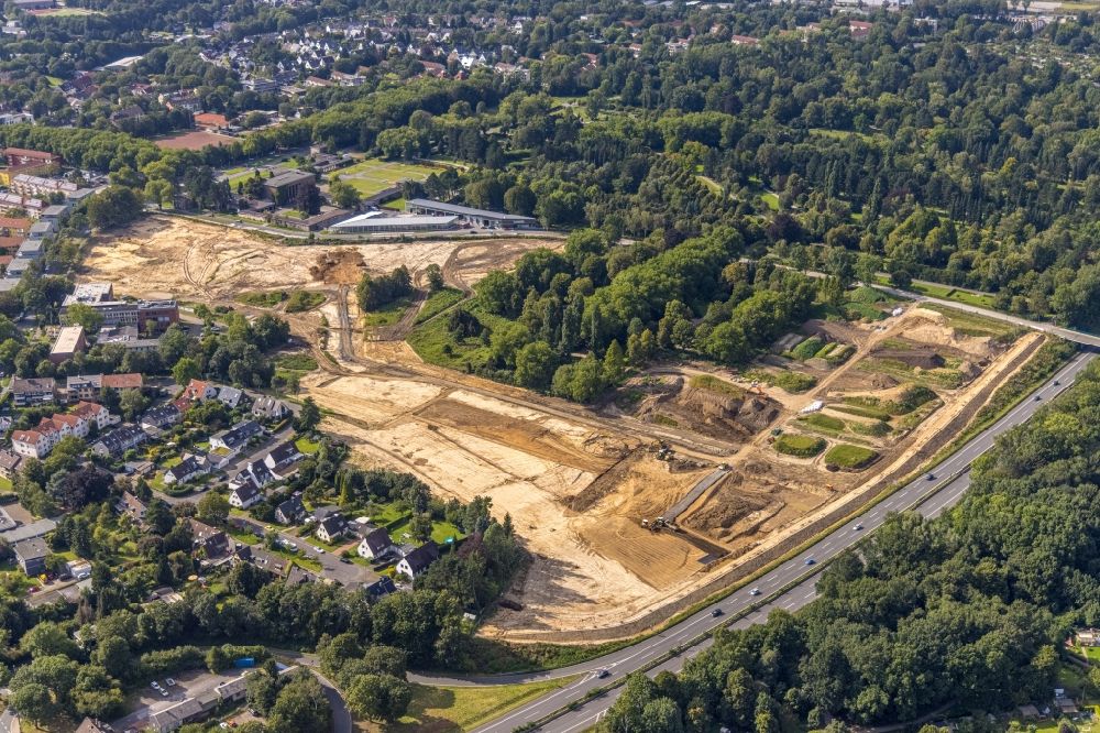 Luftbild Bochum - Baustelle mit Erschließungs - und Aufschüttungs- Arbeiten am Ostpark für das Quartier Feldmark in Bochum im Bundesland Nordrhein-Westfalen, Deutschland