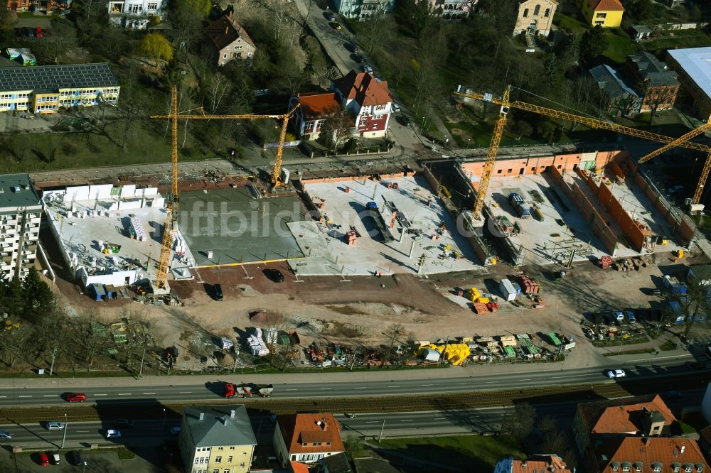 Luftbild Gotha - Baustelle eines Fachmarktcenters zwischen Garten- und Moßlerstraße in Gotha im Bundesland Thüringen, Deutschland