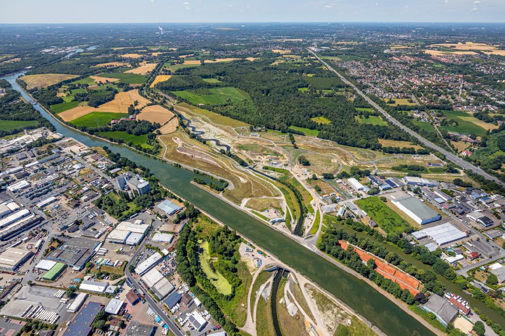 Habinghorst aus der Vogelperspektive: Baustelle am Flusslauf der Emscher in Habinghorst im Bundesland Nordrhein-Westfalen, Deutschland