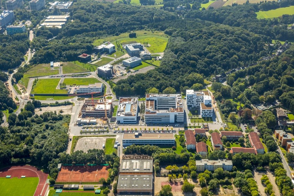 Luftbild Bochum - Baustelle für den Forschungsbau für molekulare Proteindiagnostik (ProDi) an der Hochschule für Gesundheit am Gesundheitscampus im Stadtteil Querenburg in Bochum im Bundesland Nordrhein-Westfalen, Deutschland