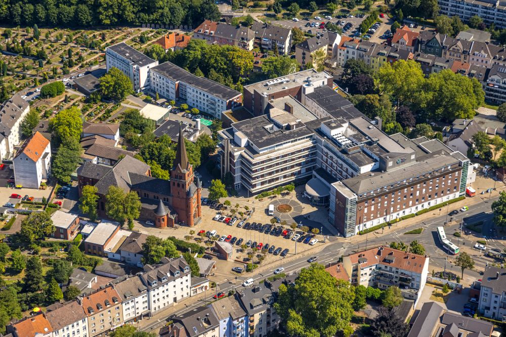 Luftaufnahme Witten - Baustelle für einen Erweiterungs- Neubau auf dem Klinikgelände des Krankenhauses Marien Hospital Witten in Witten im Bundesland Nordrhein-Westfalen, Deutschland