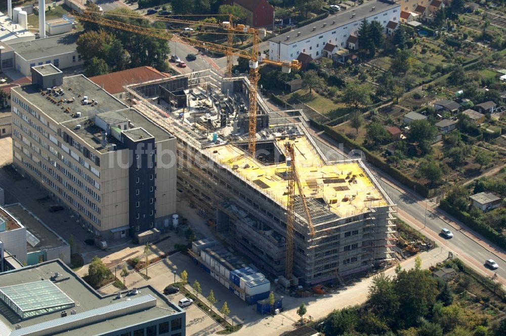 Luftbild Magdeburg - Baustelle Gebäudekomplex des Institut Leibniz-Institut für Neurobiologie in Magdeburg im Bundesland Sachsen-Anhalt, Deutschland