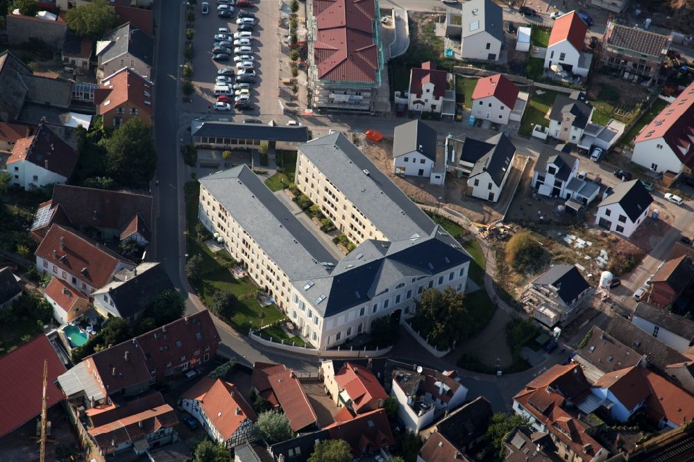 Luftaufnahme Nierstein - Baustelle am Gelände der ehemaligen Malzfabrik in Nierstein im Landkreis Mainz-Bingen im Bundesland Rheinland-Pfalz