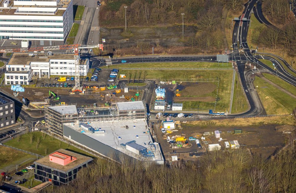 Bochum von oben - Baustelle auf dem Gelände des Innovationszentrums Gesundheitswirtschaft auf dem Gesundheitscampus im Ortsteil Bochum Süd in Bochum im Bundesland Nordrhein-Westf