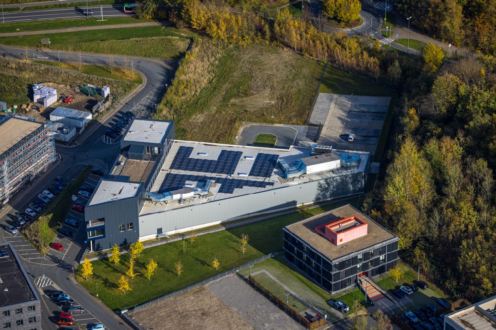 Luftbild Bochum - Baustelle auf dem Gelände des Innovationszentrums Gesundheitswirtschaft auf dem Gesundheitscampus im Ortsteil Bochum Süd in Bochum im Bundesland Nordrhein-Westf