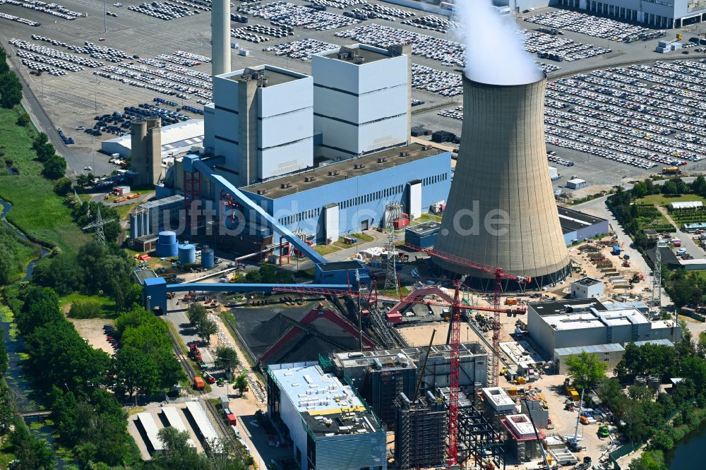 Luftbild Wolfsburg - Baustelle GuD Kraftwerk mit Gas- und Dampfturbinenanlagen am Werksgelände der VW Volkswagen AG in Wolfsburg im Bundesland Niedersachsen, Deutschland