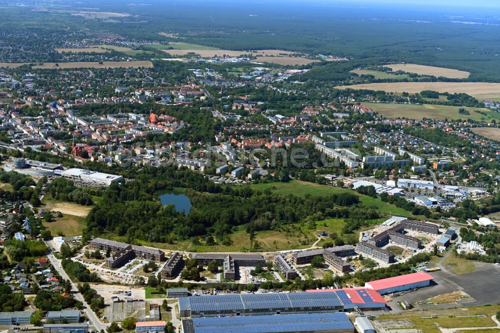 Luftbild Bernau - Baustelle Kasernen- Gebäudekomplex Panke-Park - Pankebogen in Bernau im Bundesland Brandenburg, Deutschland