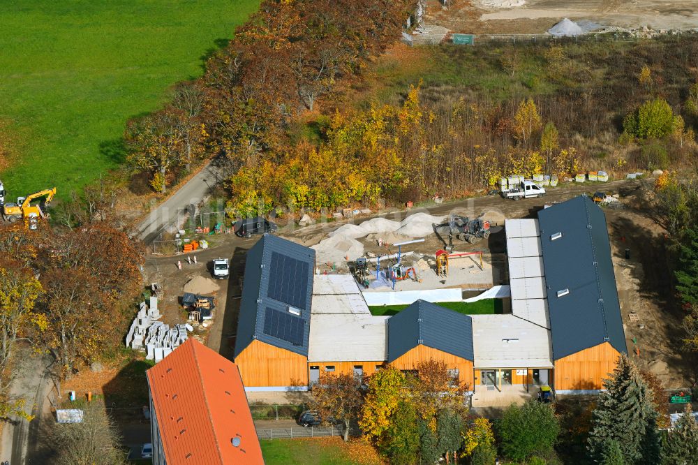 Luftaufnahme Biesenthal - Baustelle KITA- Kindergarten in Biesenthal im Bundesland Brandenburg, Deutschland