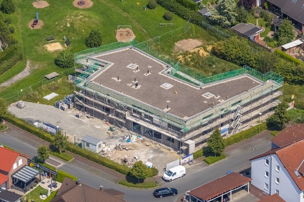 Luftaufnahme Bönen - Baustelle KITA- Kindergarten in Bönen im Bundesland Nordrhein-Westfalen, Deutschland