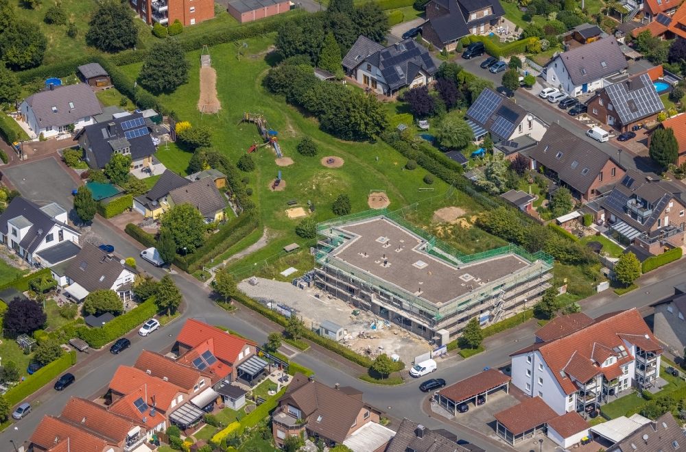Luftbild Bönen - Baustelle KITA- Kindergarten in Bönen im Bundesland Nordrhein-Westfalen, Deutschland