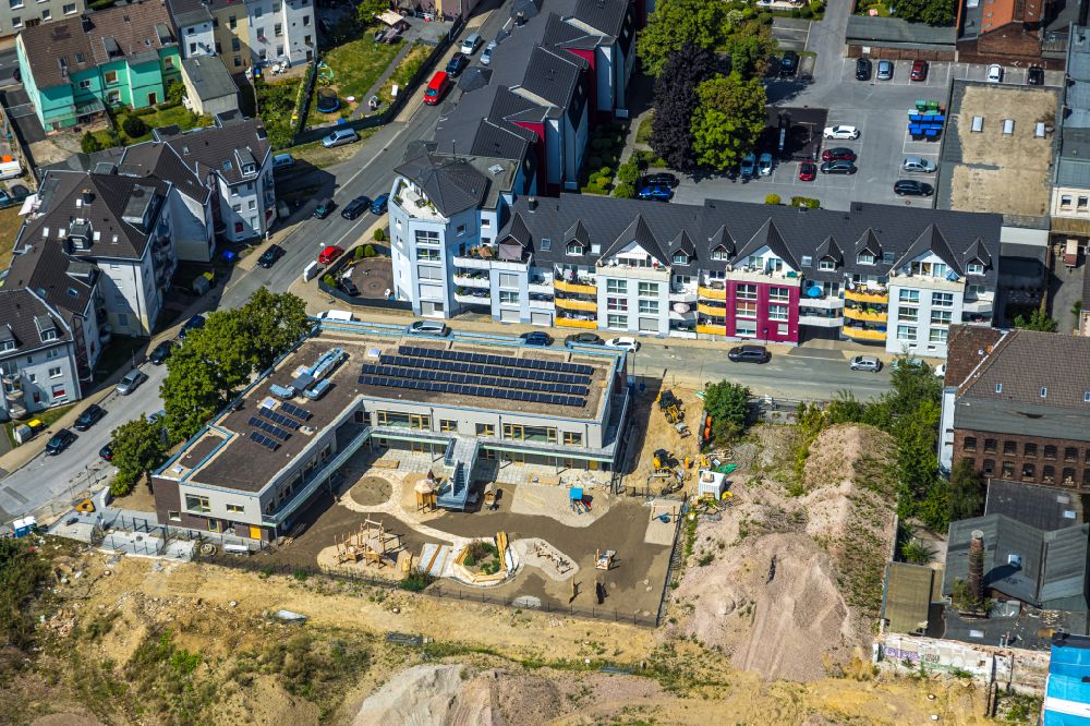 Luftaufnahme Velbert - Baustelle KITA- Kindergarten in Velbert im Bundesland Nordrhein-Westfalen, Deutschland