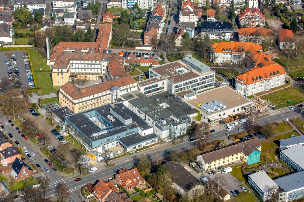 Hamm aus der Vogelperspektive: Baustelle am Klinikgelände des Krankenhauses Sankt Marienhospital in Hamm im Bundesland Nordrhein-Westfalen