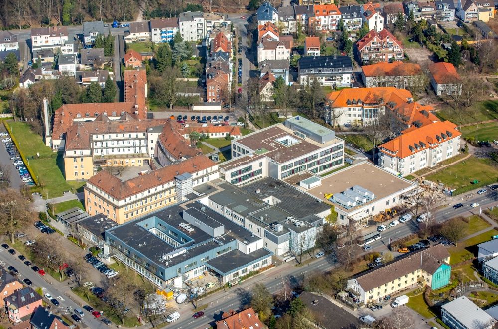 Luftbild Hamm - Baustelle am Klinikgelände des Krankenhauses Sankt Marienhospital in Hamm im Bundesland Nordrhein-Westfalen